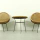 1950s Italian Rattan Basket Chairs & Matching Bistro Table Set