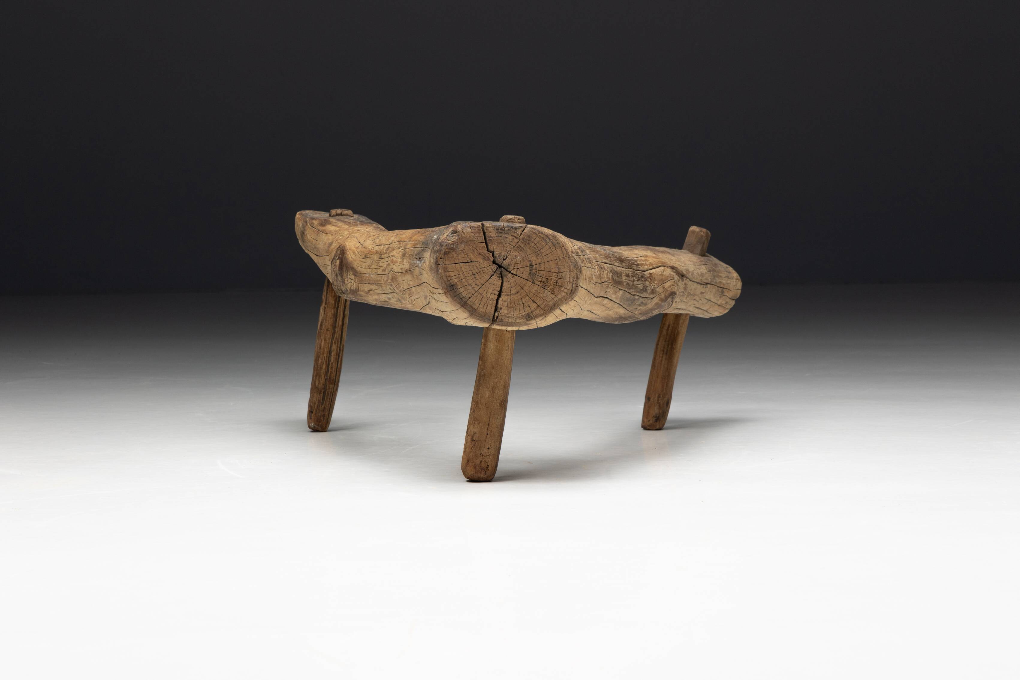 Wabi Sabi Primitive Tripod Stool, France, 18th Century