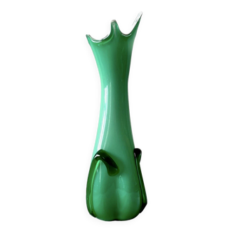 Vase vintage en verre soufflé vert - Cristallerie Fratelli Betti - Empoli