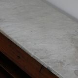Antique French Pitch Pine & Marble Shop Counter Cabinet / Kitchen Island, 1