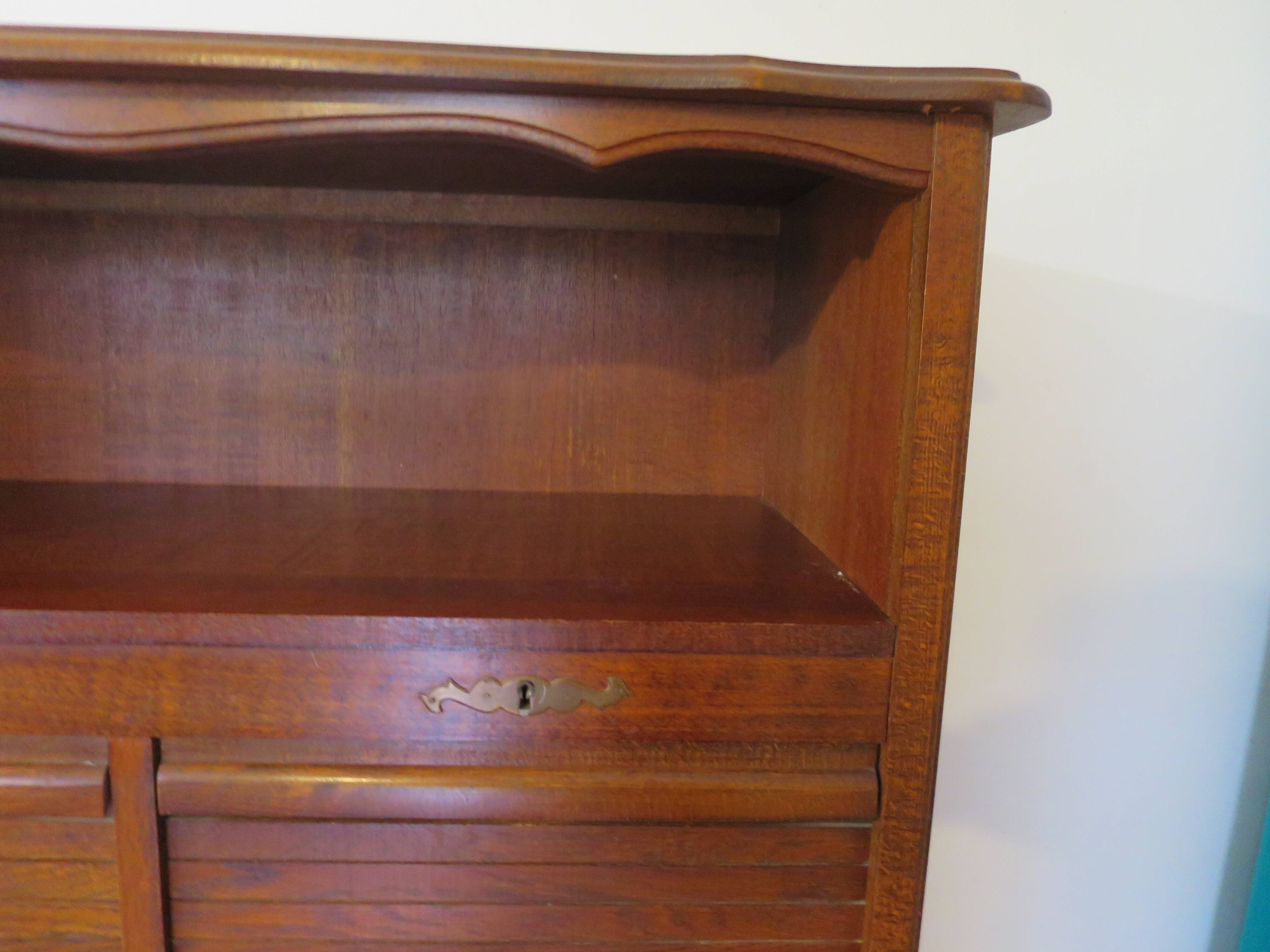 Double curtain cabinet - notary furniture - solid wood - 1970 - industrial style