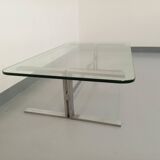 Vintage coffee table in transparent glass and cast aluminum from the 70s