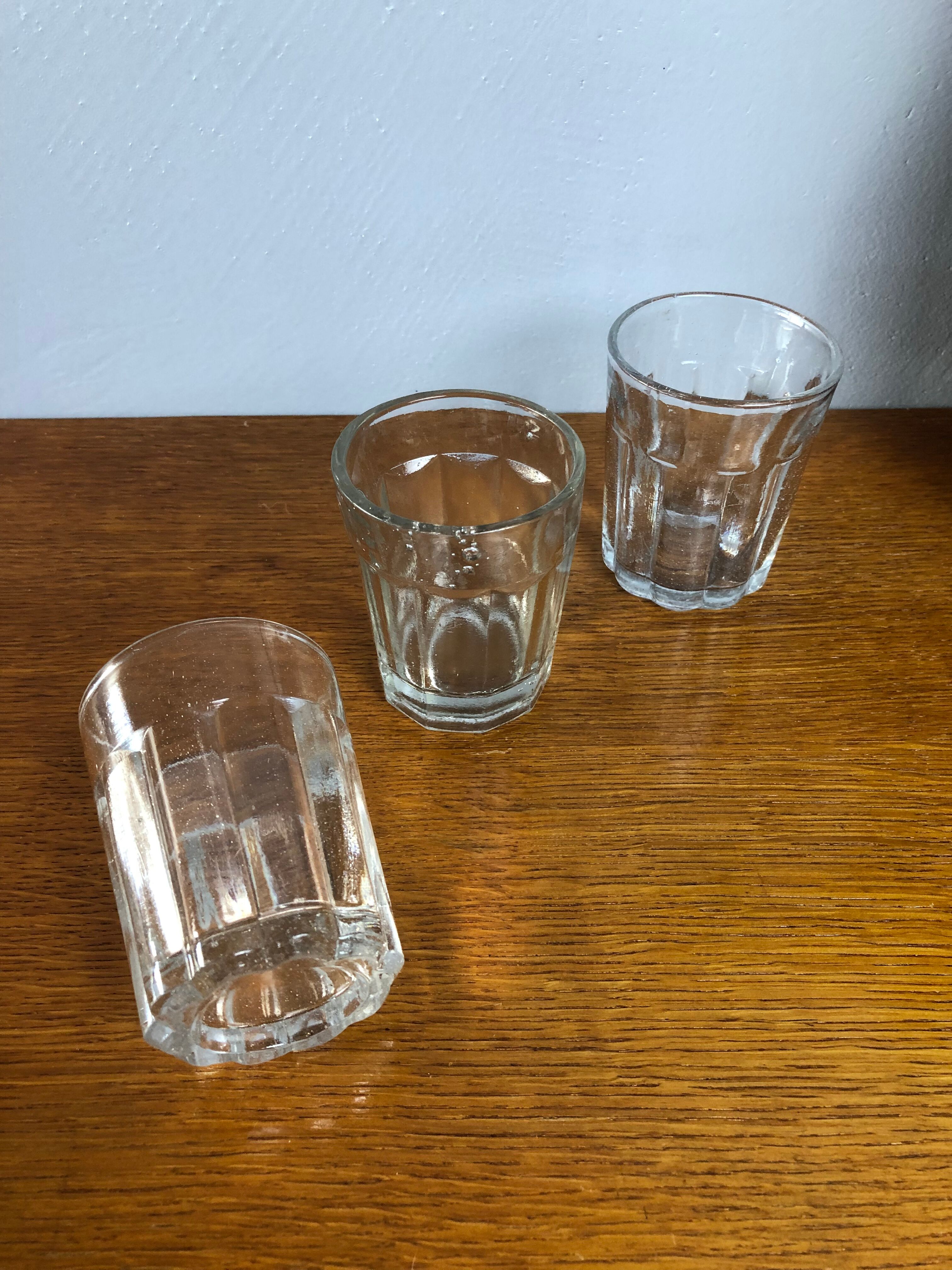 3 blown glass cups