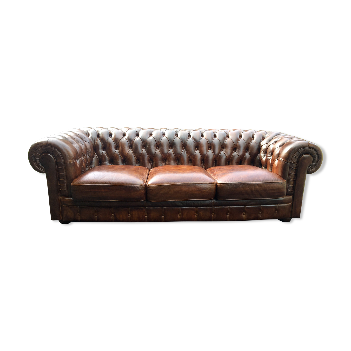 3-seater leather chesterfield sofa