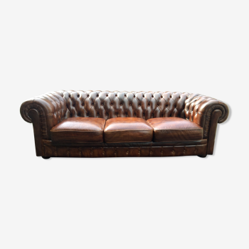 3-seater leather chesterfield sofa