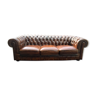 3-seater leather chesterfield sofa