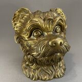 Pot à tabac en bronze en forme de tête de chien, vers 1900