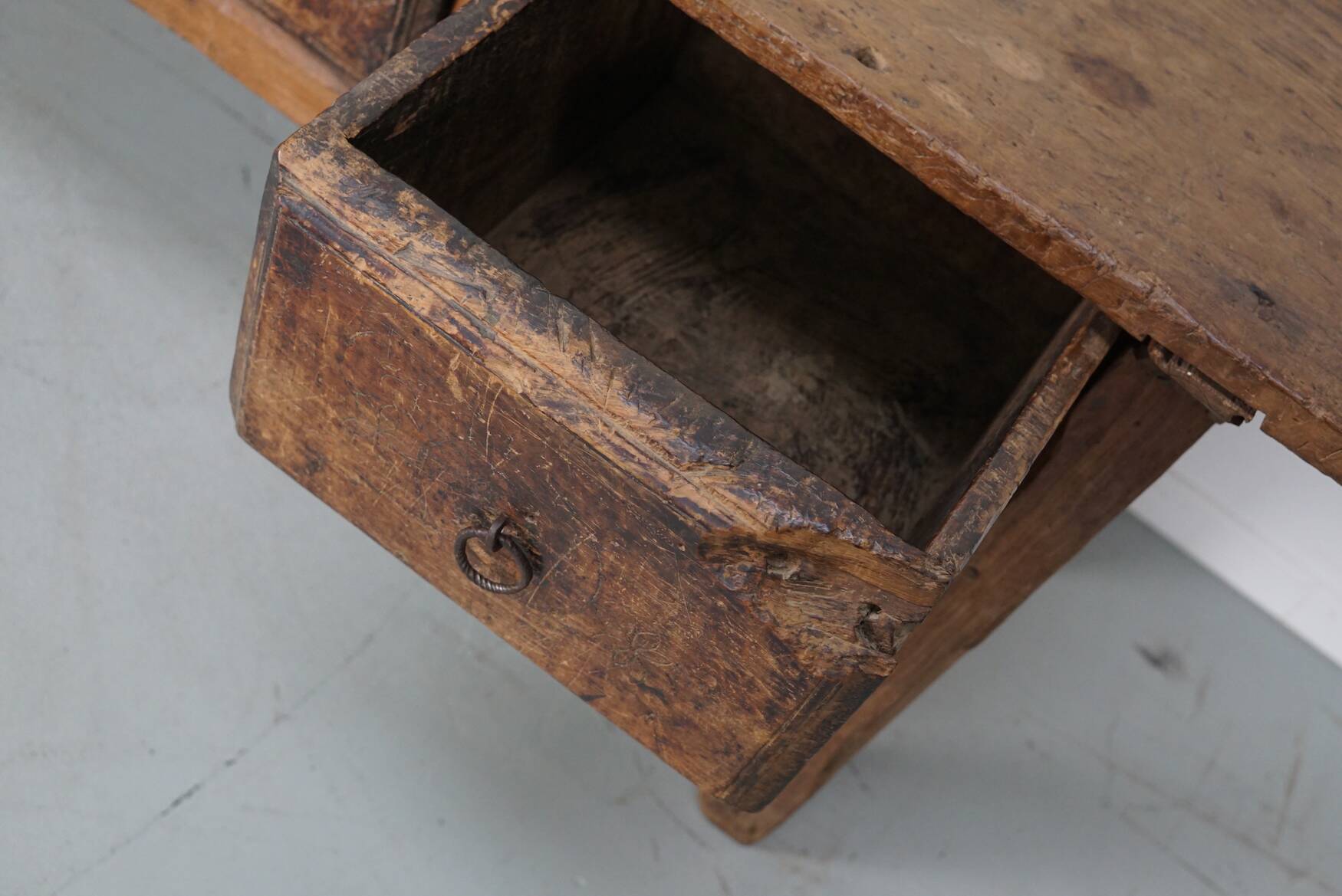 Antique Spanish Rustic Farmhouse Chestnut Side Table / Console, 18th Century