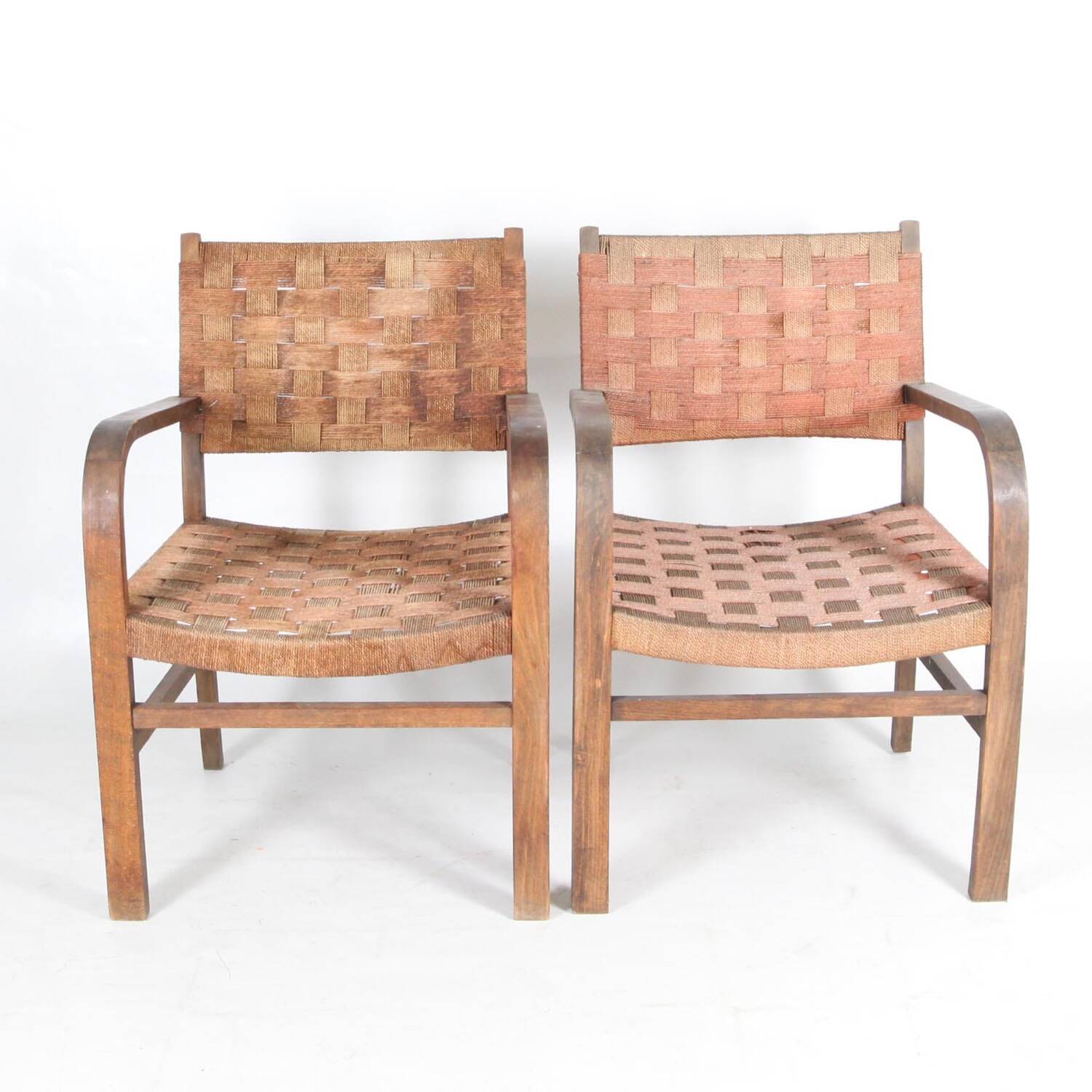 Pair of vintage rope armchairs