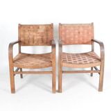 Paire de fauteuils en corde vintage