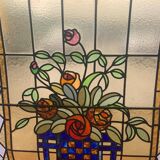 20th century Art Deco stained glass panel