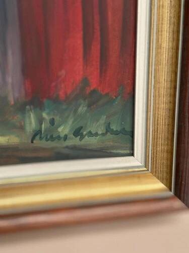 Swedish Oil on panel "man standing" by Svan Grandin, Vintage & Framed 40×38cm