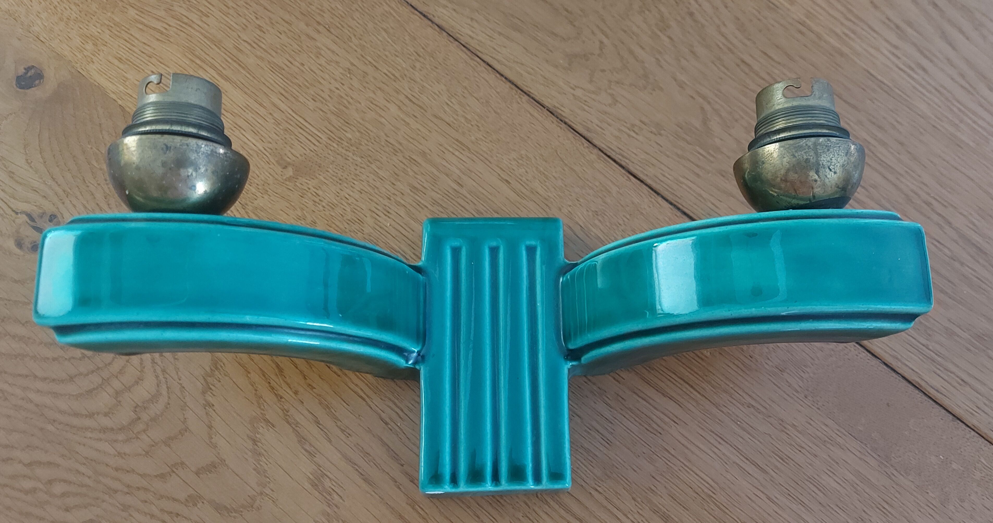 Double wall lamp in earthenware style, Art Deco, Year 1950