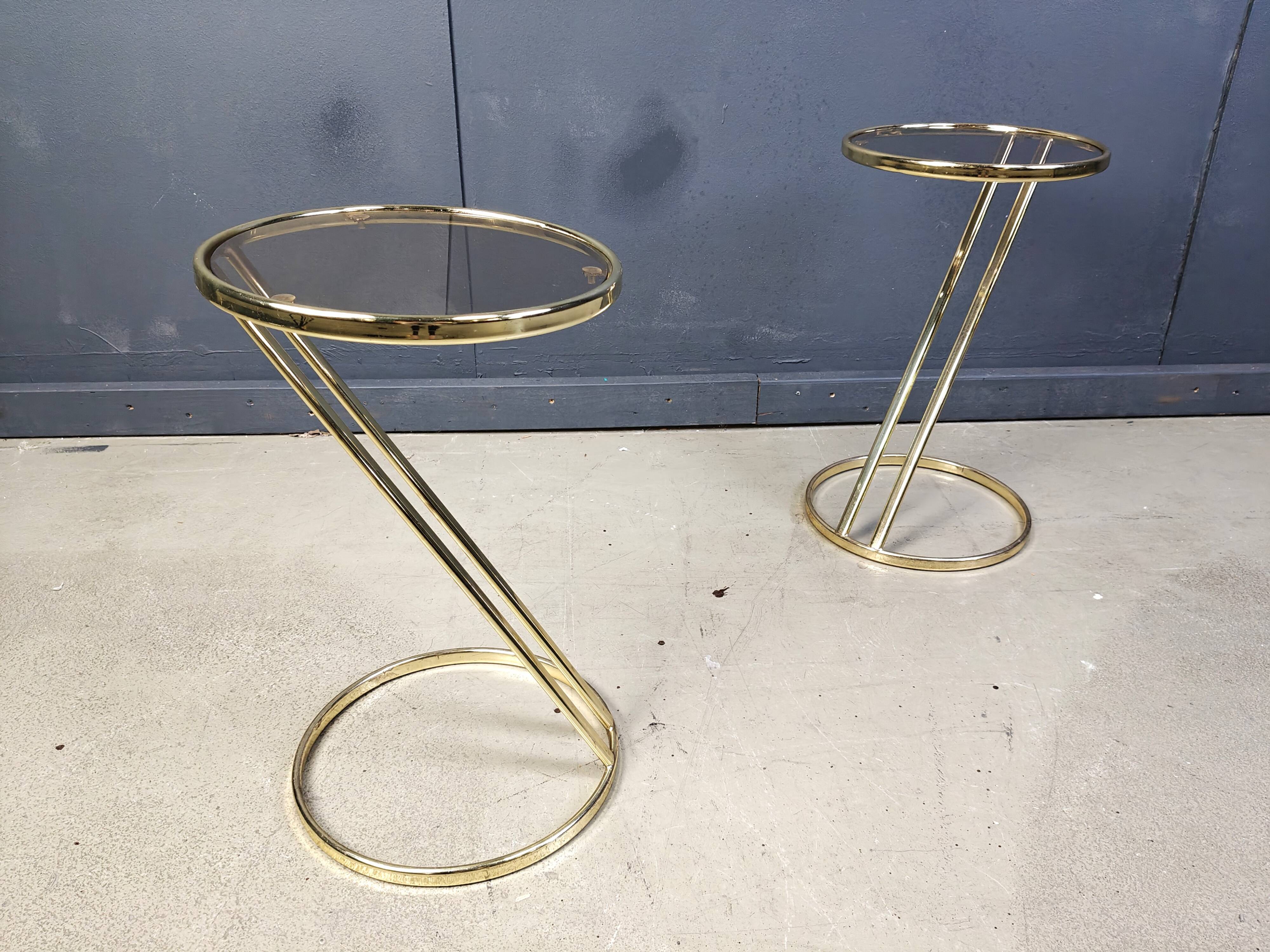 Vintage brass side tables - set of 2, 1970s