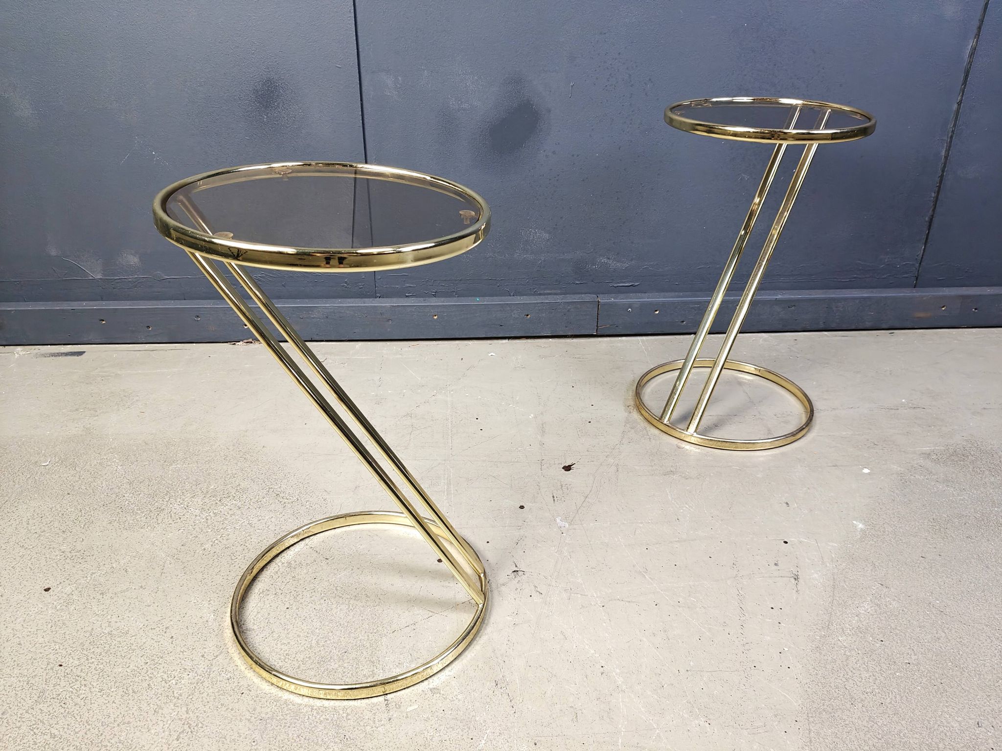 Vintage brass side tables - set of 2, 1970s