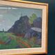 Original Swedish Gouache – "Landscape" by Willy Lindeberg – Signed – Vintage and Framed – 54.5 × 41.5 cm (21.5" × 16.3")