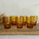 6 amber glasses
