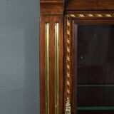 Rare small marquetry display cabinet, louis xvi style – mid 19th century