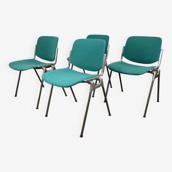 4 green DSC 106 chairs by Giancarlo Piretti for Castelli 1970