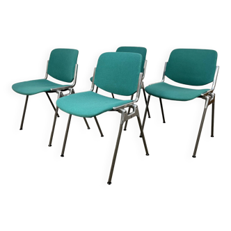4 green DSC 106 chairs by Giancarlo Piretti for Castelli 1970