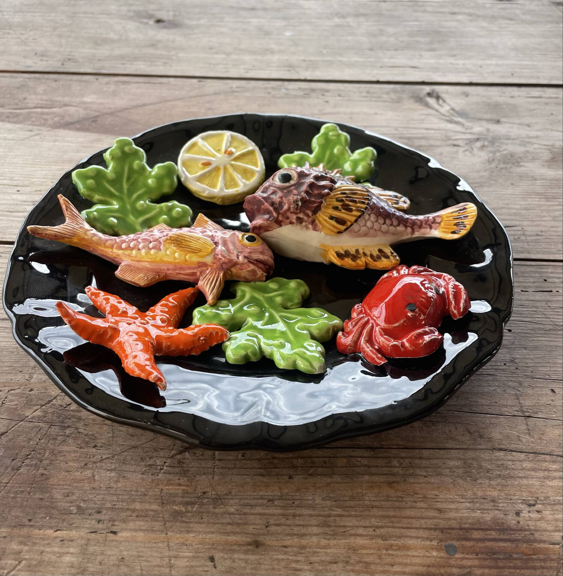 Majolica Fish Sealife Platter Vallauris