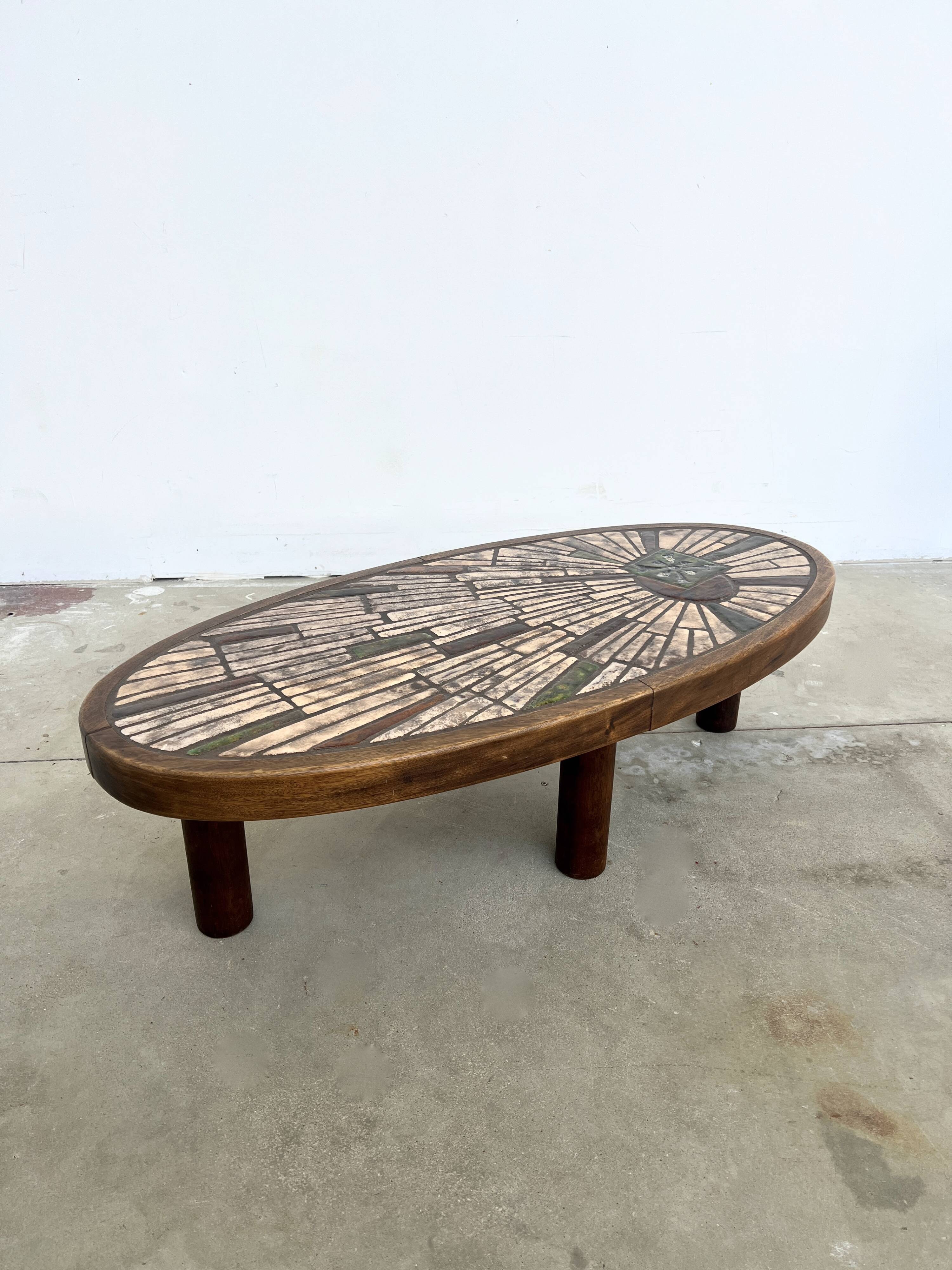 Vallauris oval ceramic coffee table