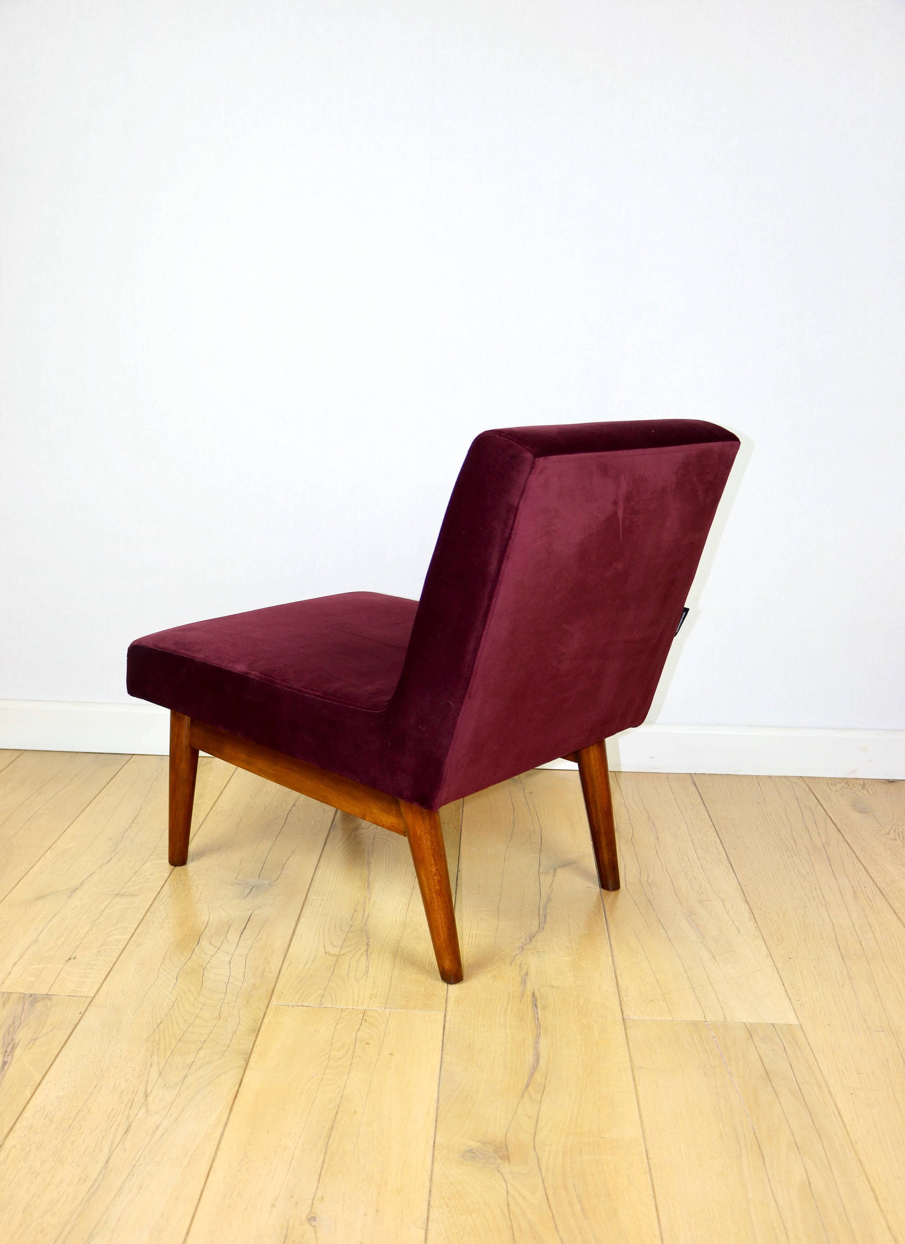 Vintage loft armchair 70s vintage burgundy wine velvet