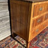 Chest of drawers in Louis XVI period marquetry with castle brand