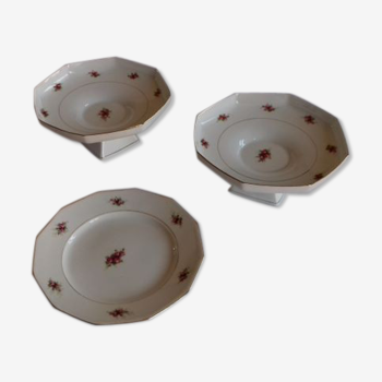 Lot de 3 présentoirs  compotiers en porcelaine