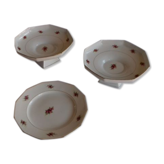 Lot de 3 présentoirs  compotiers en porcelaine