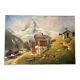 Old painting, Swiss mountain landscape signed H Herzer, mid-XX century