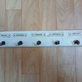 Kitchen towel holder. 5 hooks labeled for hands, plates