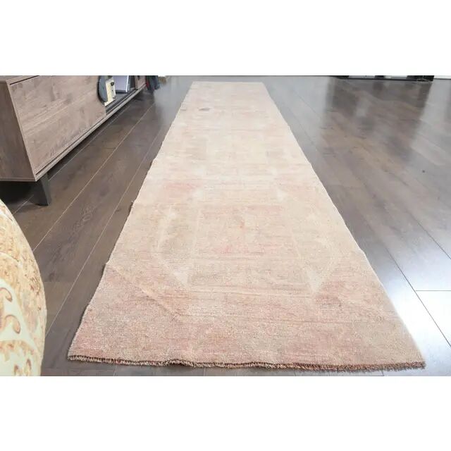 Tapis de couloir Oushak turc en laine et coton fait main, années 1970