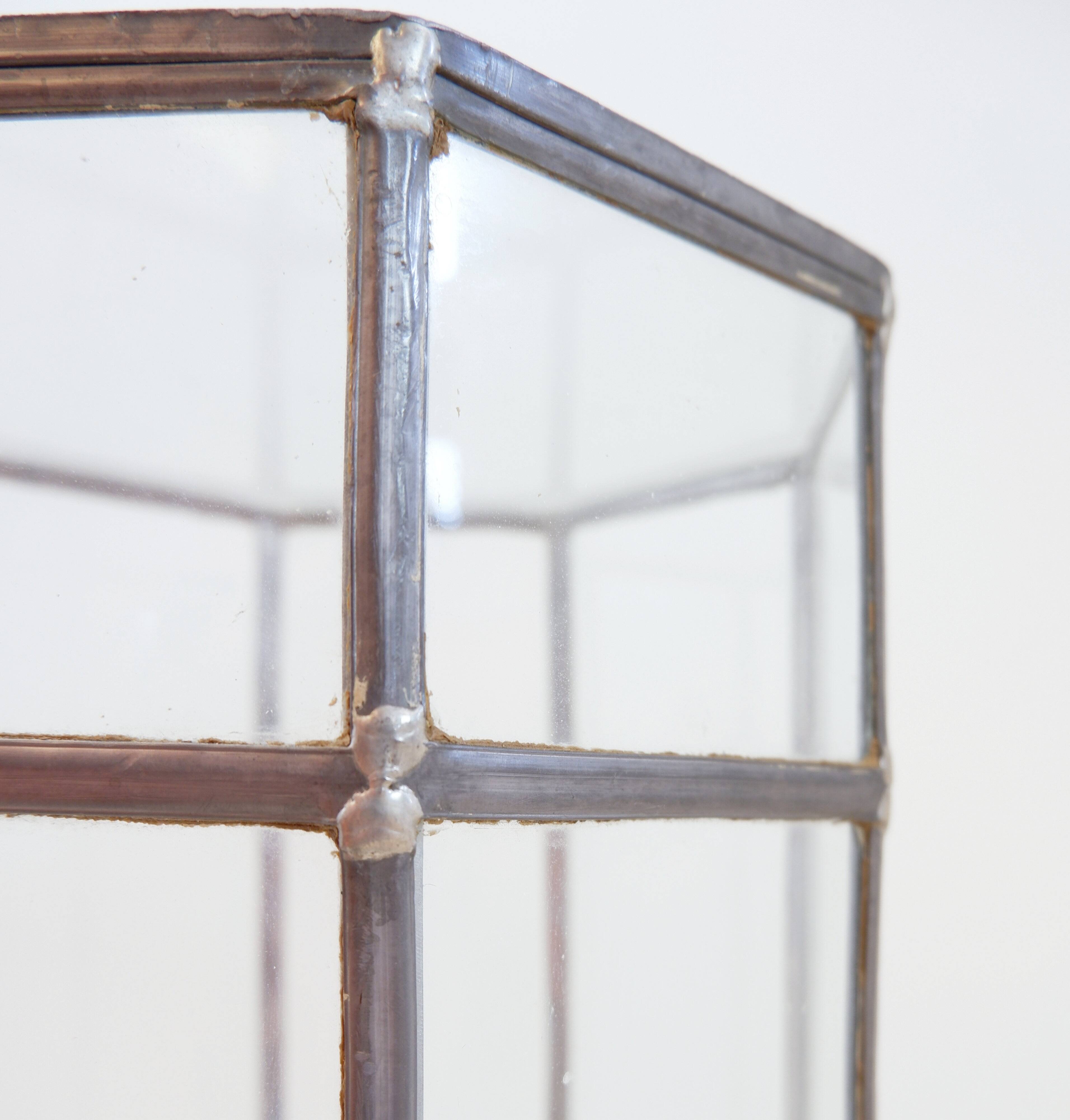 Art Deco glass and zinc pedestal column