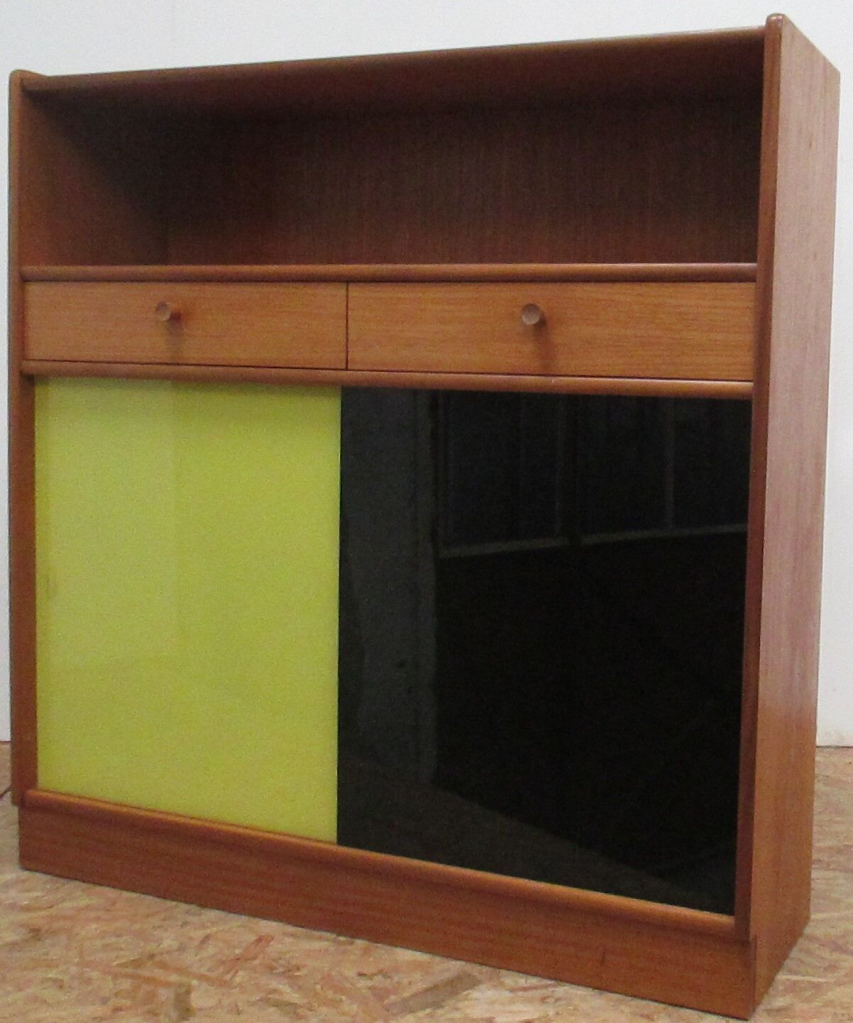 Small Yellow and Black glass furniture with sliding doors