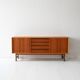 Vintage Scandinavian teak sideboard with metal-lined drawers