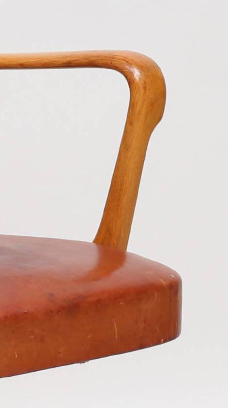 Chaise de bureau art deco cuir et chêne 1930 Suède