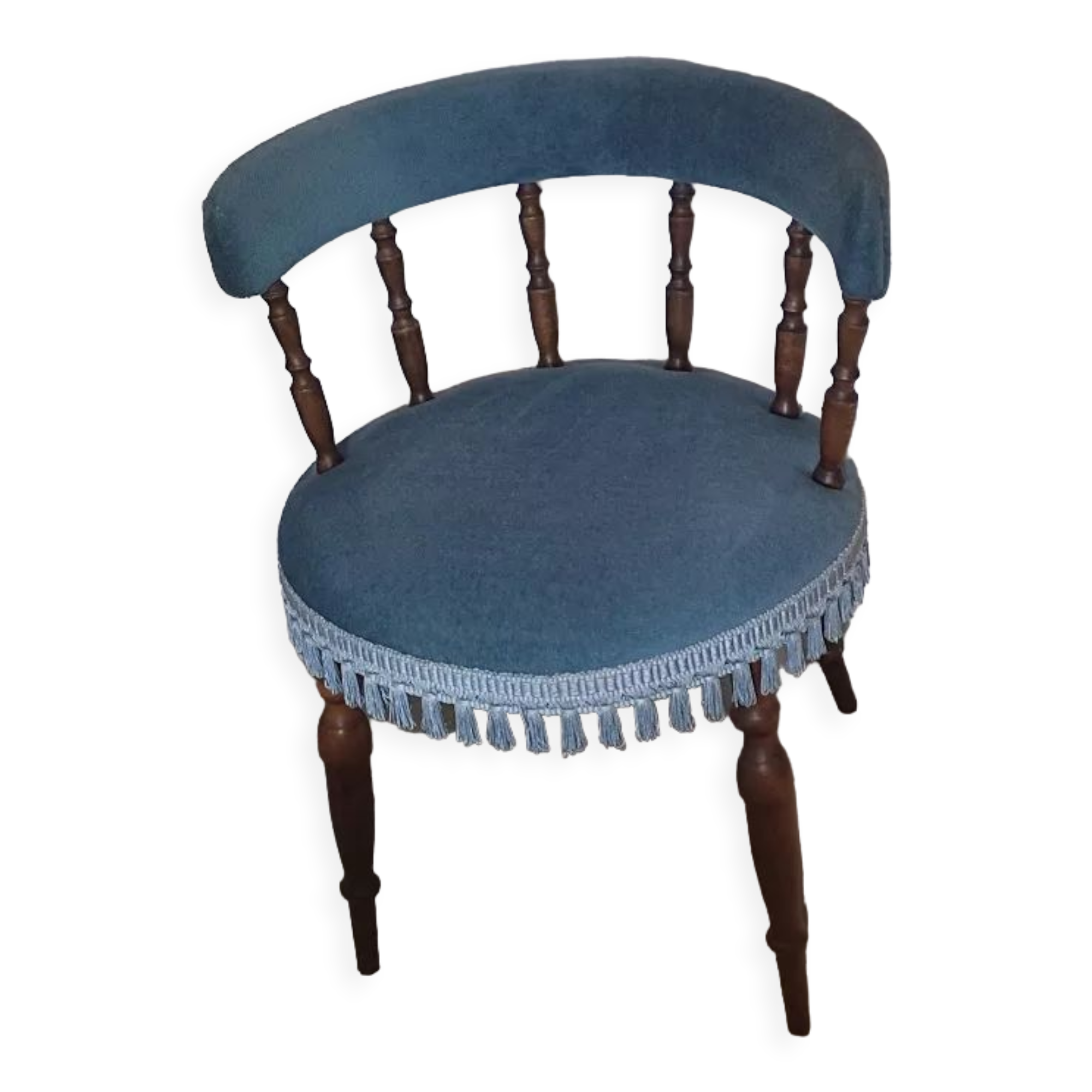 Armchair toad wood velvet fabric blue