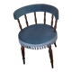 Armchair toad wood velvet fabric blue