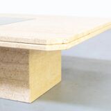 George Mathias Travertine Coffee Table for Maho with Artwork nr 12/50, 1970's