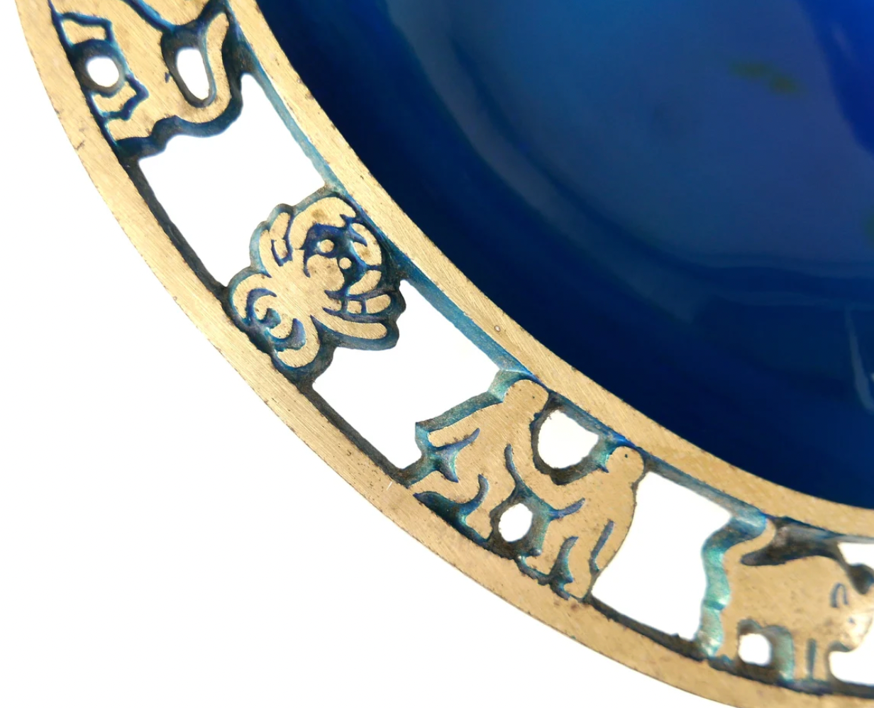 Empty brass pocket, astrology décor, made in Israel