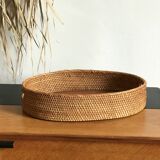 Rattan and wood tray