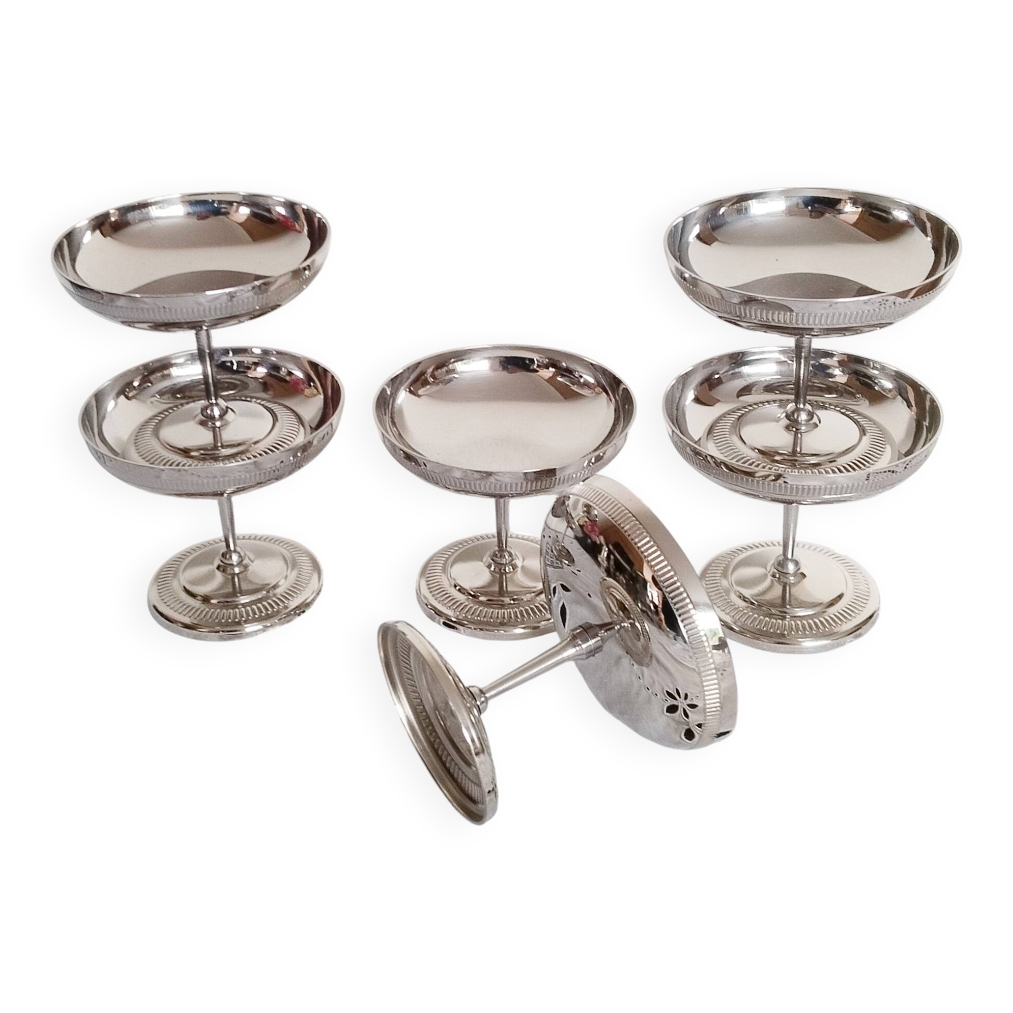 Ice cream or sorbet cups, set of 6, in 18/10 stainless steel (ref14)