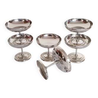 Ice cream or sorbet cups, set of 6, in 18/10 stainless steel (ref14)