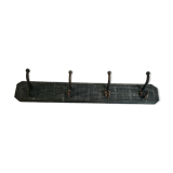 Coat rack in patinated wood and cast iron hooks