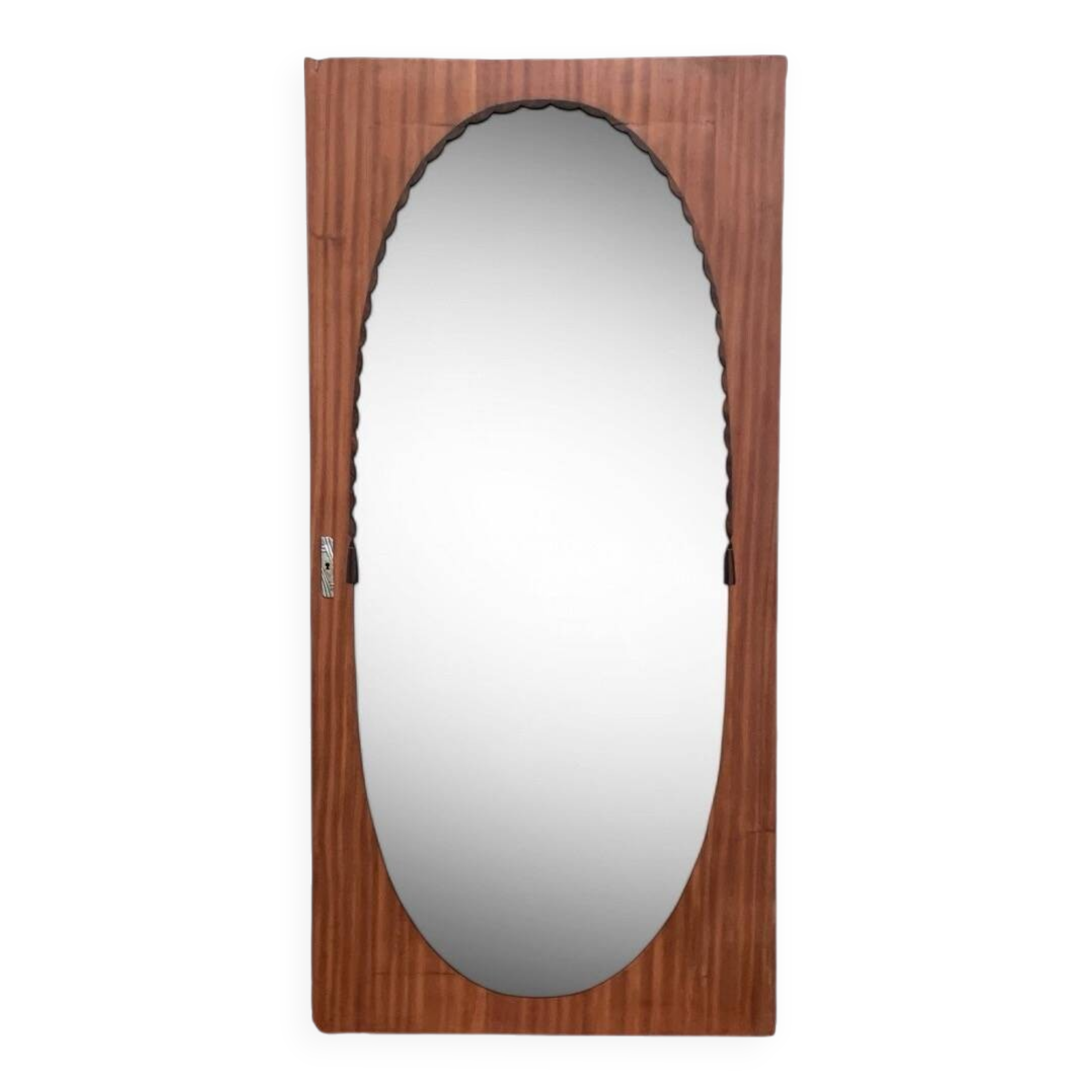 Beveled oval mirror on art deco door Mahogany 79x162