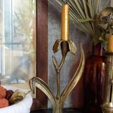 Old iris flower candle holder in solid brass