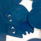 "The Twins". Bas-relief panel in blue lacquered wood. Contemporary.