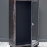 Vintage, industrial, pharmacy display cabinet with 5 glass shelves