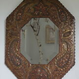 Bevelled handmade mirror in old repulsed copper - 54x45cm
